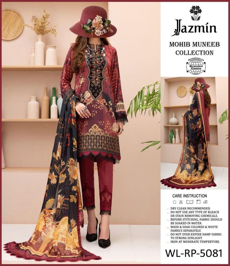 Jazmine Replica New Design linen 5081 Colour Red Colour Red