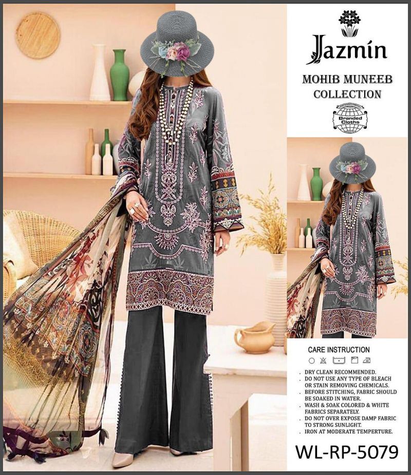 Jazmine Replica New Design linen 5079 Colour Gray