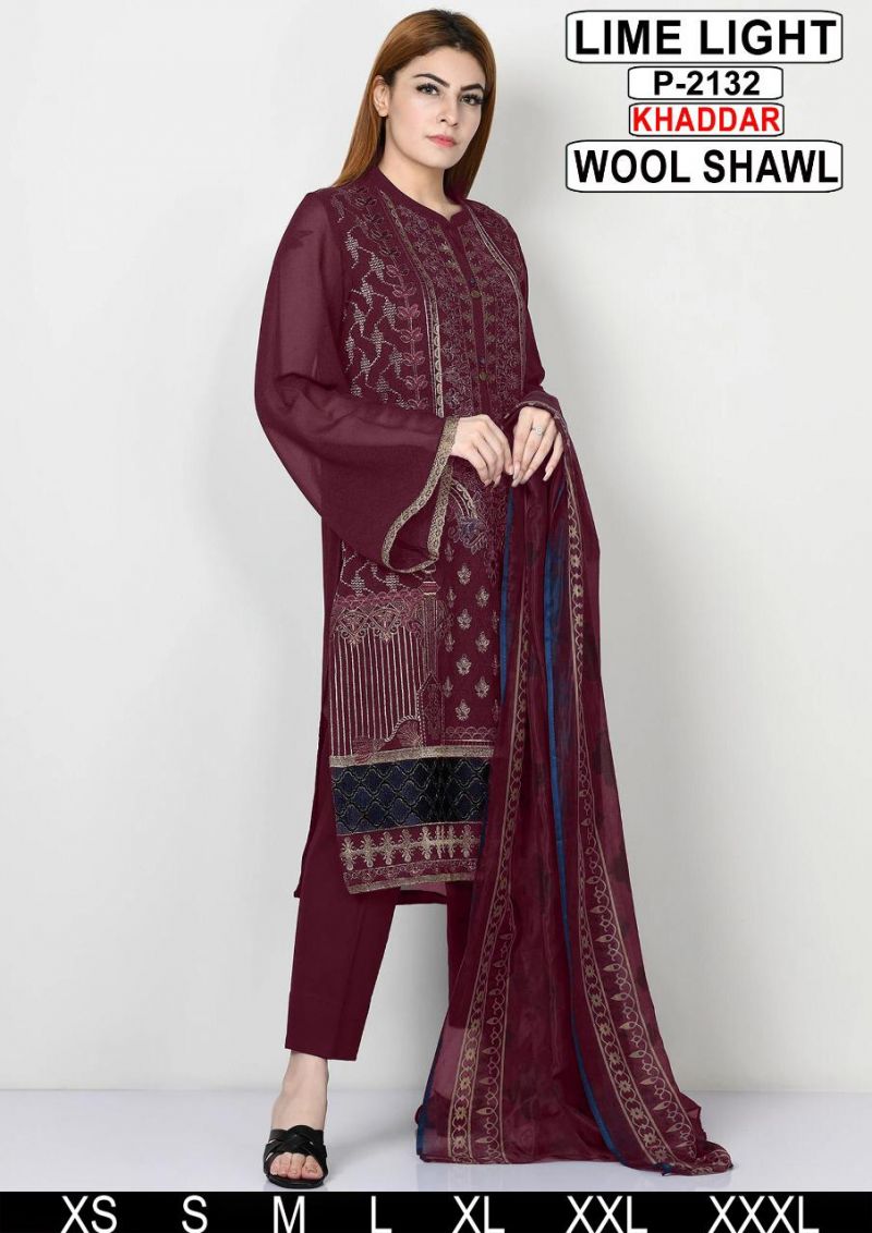 Lime Light New Design Khadar *12 Slub* P-2132 Maroon