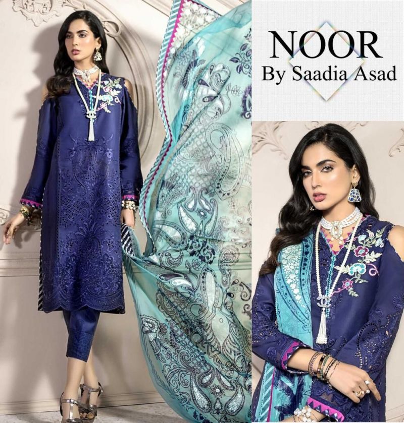 Saadia Noor New Design Lawn RR-0036 Navy