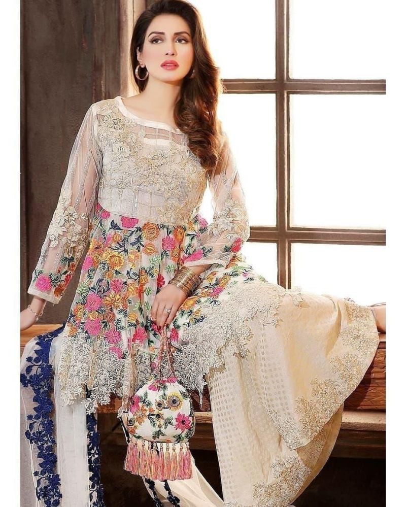 Charizma New Design FULL HEAVY EMBROIDED on Net RR-0047