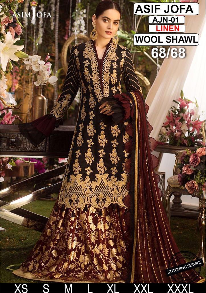 Asim Jofa New Design Linen AJN-01 Black