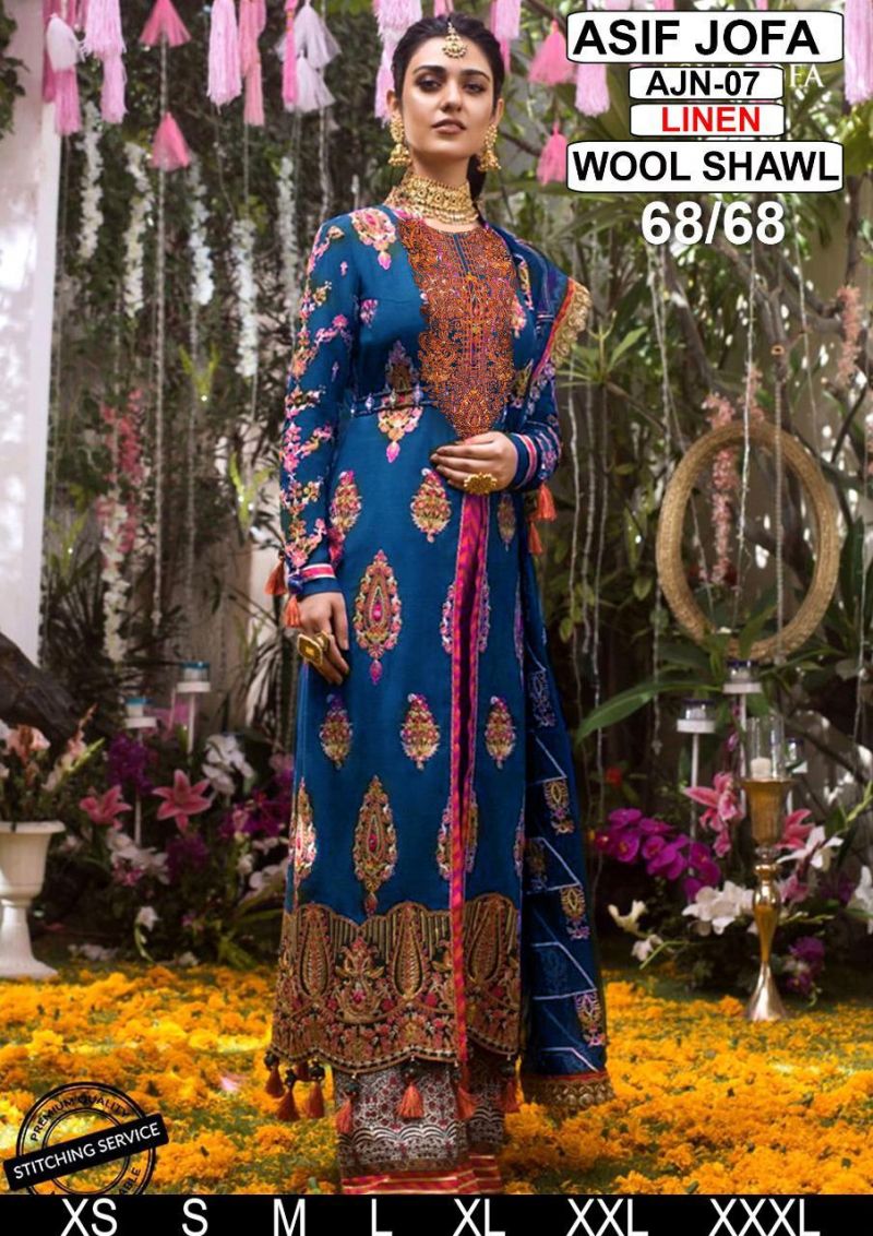 Asim Jofa New Design Linen AJN-01 Blue