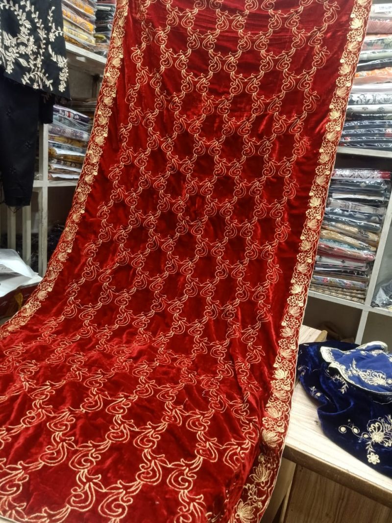 Velvet Shawls New Design Linen VS00-3 Red