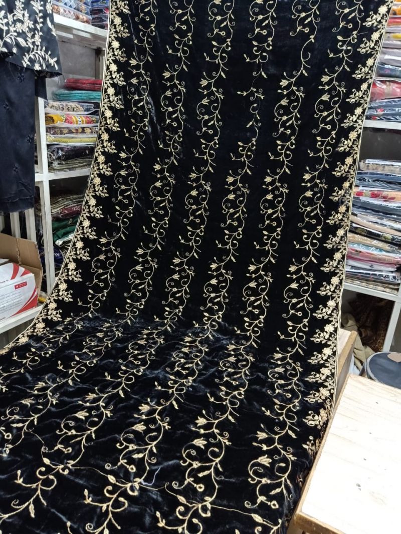 Velvet Shawls New Design Linen VS00-7 Black