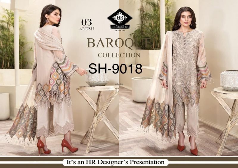 BAROQUE New Design Full suit on CHIFFON 9018