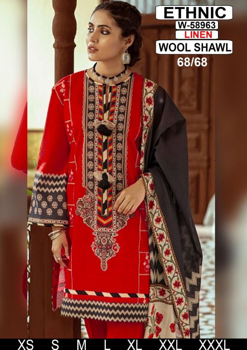 ETHNIC New Design Linen RR-00117 Red