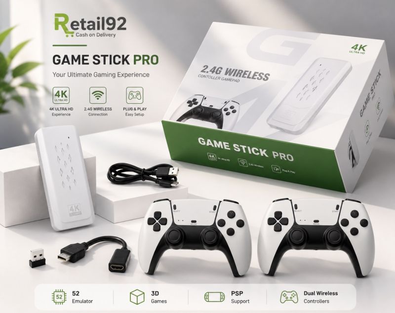 M15 Game Stick 4K / M8 Game Stick 4K 64 GB 20,000 Plus Built-in Games - Video Game Console Retro Classic Games 2.4G Double Wireless Controller for PS1/GBA/SNES