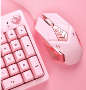 6 Buttons Gaming Mouse RGB with 3200dpi - Breathing LED Light Wired Optical Mouse with Mouse Pad for PC, Computer, Gaming, Laptop, Pubg, Mobile - Pink Color for Girls