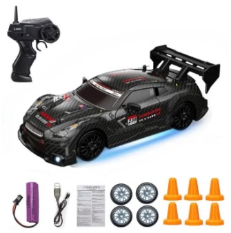 Drift Car, 1:24 2.4Ghz Remote Control Car with Cool Lighting, 30km/h High Speed 4WD Racing RC Drifting Cars, Radio Controlled Cars Toys Gifts for Kids Adults