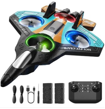 RC Foam Plane for Kids, Altitude Remote Control Plane 3D Flips and LED Lights, 2 Batteries, RC Airplane for Beginners for Boys and Girls (Blue Orange)