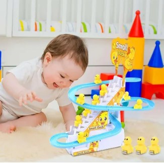 Musical Duck Track Set Toy for Kids | Automatic Slide with Music & Flashing Lights | Funny Duck Race Track Educational Toy