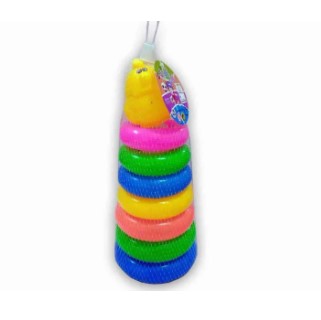 Rainbow Stacking Rings Tower Toy With Yellow Duck Big Size For Kids
