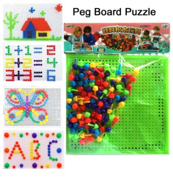 Creative Pegboard Puzzle Learning Toy for Kids - Educational Shape & Color Recognition Game, Unisex, 3+ Years