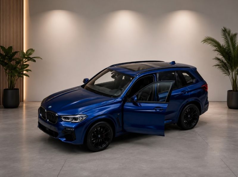 BMW X5 M Die Cast Metal Car - Blue - Metal Body | Front Door Opening | Push Back Action