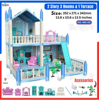 Princess Big Villa DIY Dollhouse for Girls Pink Princess Castle Play House with Slide Yard and Furniture DIY Building Set for Kids Dream Palace Role Play Toy with Dolls Best Gift for Girls Age 3-10 Years Toy Doll House