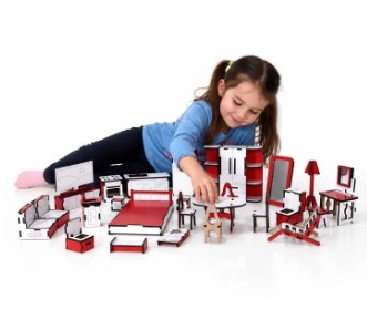 Doll house furniture, Set of 24 Pieces, Bedroom, Kitchen, Bathroom, living room best gift for children