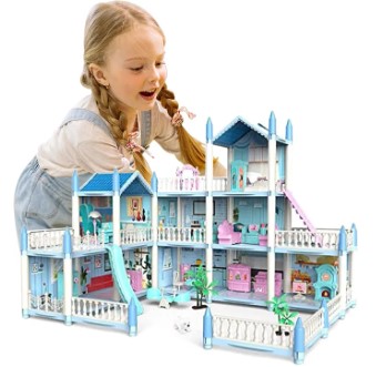 Luxury Multi-Level Dollhouse with Accessories for Kids - 3+ Years