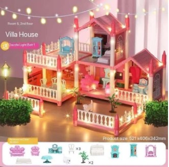 Luxury Multi-Level Dollhouse with Accessories for Kids - 3+ Years