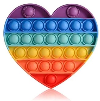 Rainbow heart POP Toy Bubble Squeeze sun light change colour Sensory Fidget Toy Pop It Figit Toy Fidget Toys Special Needs Stress Reliever, Push Bubble Gadgets