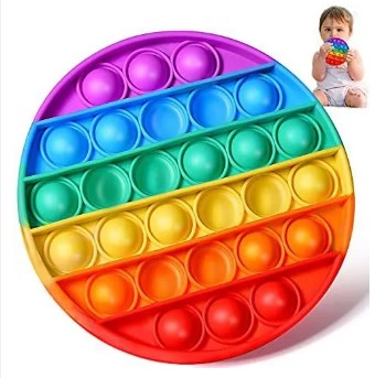Rainbow circle POP Toy Bubble Squeeze sun light change colour Sensory Fidget Toy Pop It Figit Toy Fidget Toys Special Needs Stress Reliever, Push Bubble Gadgets