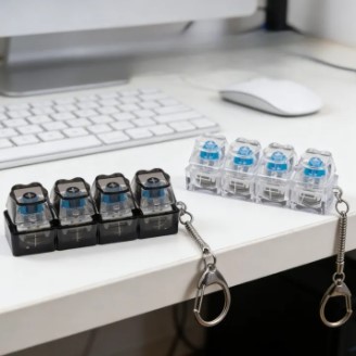 LED Keyboard Keychain Fidget Toys Crystal Clicker Sensory Toy for Stress Relief Keyboard Keychain Fidget Gadget for Adults Kid
