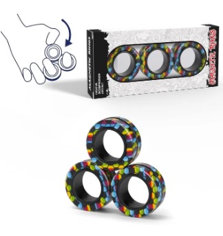 Football Magnetic Rings Fidget Toy Set Adult Fidget Magnets Spinner Rings Soccer Fidget Pack Great for Teens Kids