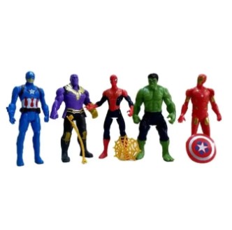 Avengers assemble thanos hulk spiderman iron man captain America figure set for kids- 5 figure