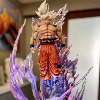 24cm Anime Dragon Ball Son Goku Action Figures Ultra Instinct Super Saiyan Statue Pvc Emit Light Model Boy Toy Collection