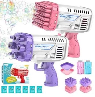 Bubble Gun Bazooka Bubble Machine Gun Bubbles for Kids TIK Tok Gifts 3 4 5 6 7 8 9 10 11 12 Years Old Bubble Blaster Blower 36 holes