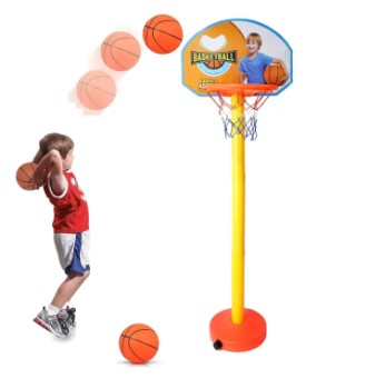 Big Basketball Set for Kids with Adjustable Stand, Basketball Hoop for Kids, Kids Sports Basketball Toys, Indoor and Outdoor Games for Boys & Kids