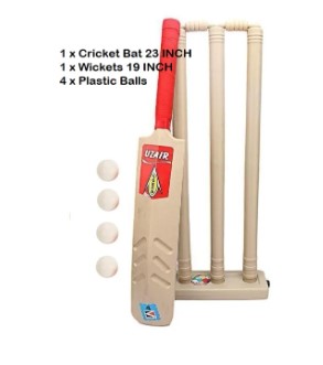 Cricket Bat with Wicket Set For Kids - 23 Inches Children`s 4 Plastic cricket balls playing Set sports toys fitness equipment