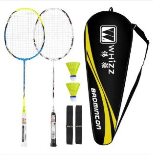 2-Player Carbon Graphite Badminton Racket Set, Full Carbon Fiber Badminton Racquet, New Frame Design Anti-Scratch