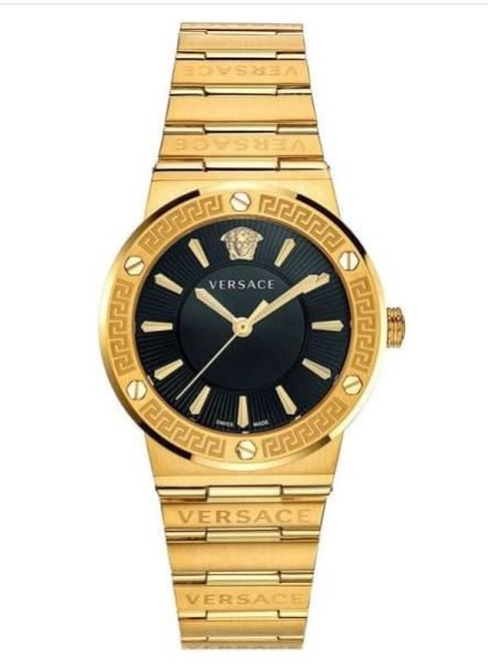 Versace Women’s Quartz Swiss Made Gold Stainless Steel Black Dial 38mm Watch VEVH00820