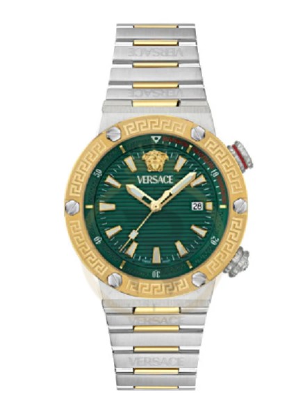 Versace Men’s Quartz Swiss Made Two-tone Stainless Steel Green Dial 43mm Watch