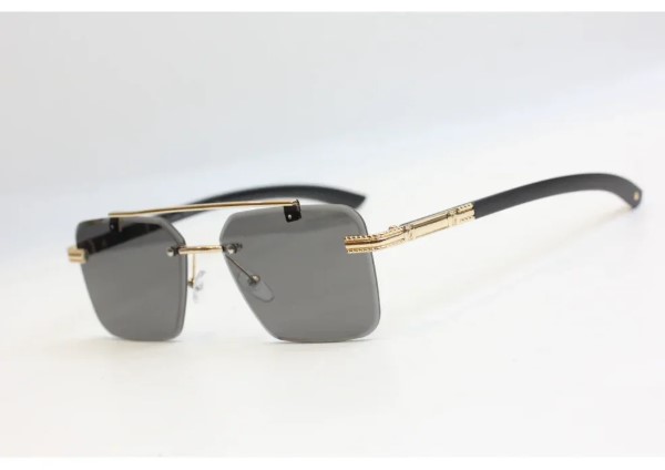 Cartier - RR72 - Golden - Rimless - Metal - Double Bridge - Rectangle - Sunglasses