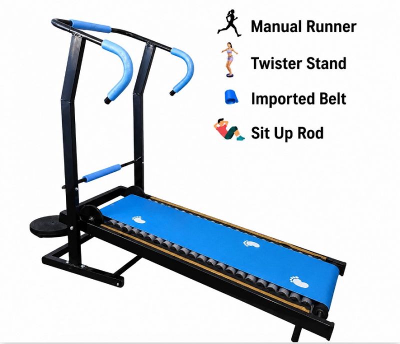 Foldable Manual Treadmill Running Machine for Home Gym | Easy Assembly | 19 Rollers