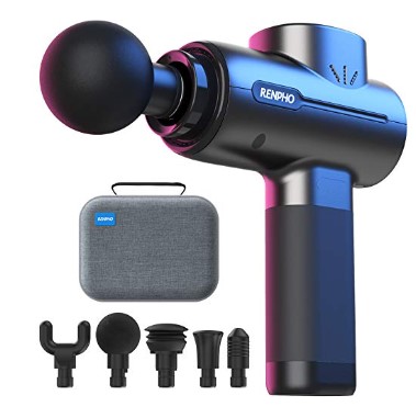 Renpho Powerful Portable Massage Gun, Quiet Deep Tissue Mini Workout Gun Massager for Back and Neck Percussion for Foot Massage, Muscle Massagers with 3200rpm Motor 2500mAh Rechargeable Battery