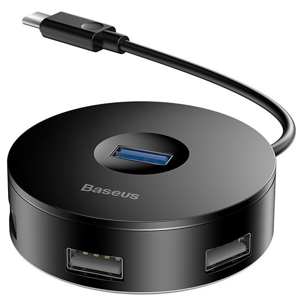 Baseus Round Box HUB Type C To 4*USB Ports + Micro Power Port Black
