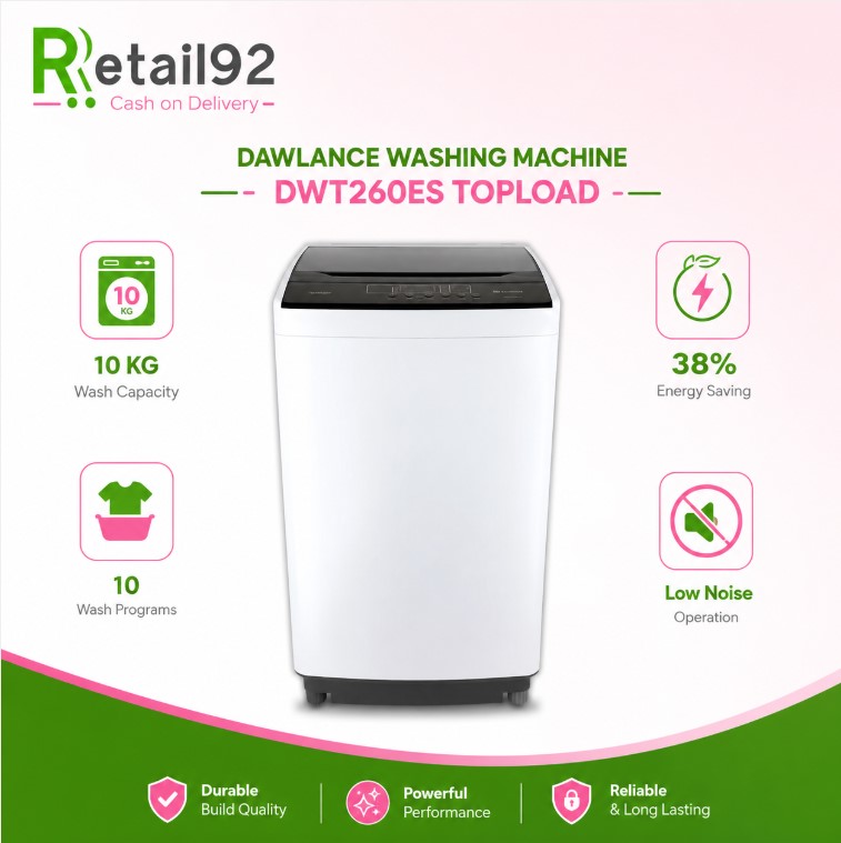 Dawlance DWT260ES Top Load Automatic Washing Machine – 10 Kg