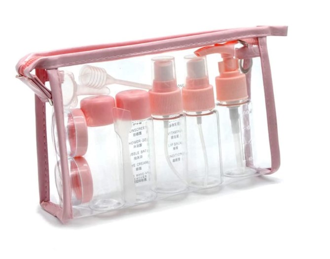LIENJAER Travel Bottles Kit, TSA Approved Leak Proof Portable Toiletry Containers Set, Clear PET Flight Size Cosmetic Containers for Lotion, Shampoo, Cream, Soap, Set of 11