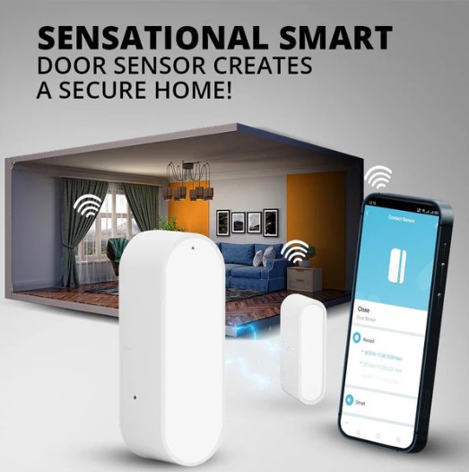 WiFi Smart Door & Window Sensor – Real-Time Alerts, Home Security Monitor, Tuya App, Alexa & Google Assistant Compatible
