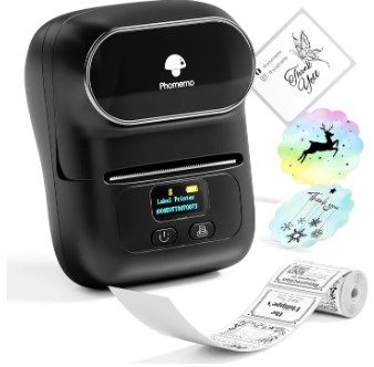 Phomemo M110 Label Makers - Barcode Label Printer Bluetooth Label Maker Portable Thermal Printer for Small Business, Address, Barcode, Logo, Clothing, Mailing, Sticker Printers for Phones & PC