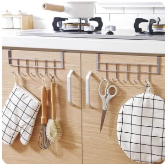Kitchen Cabinet Door Hooks Multifunctional Hat Bag Towel Hanger over the door Hooks for Hanging Rack Bathroom Organizer 5 hooks