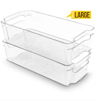 Fridge Organizer (Pack of 2) Refrigerator Organizer Bins for Freezers, Countertops, and Cabinets Pantry Organization in Small, Medium & Large Sizes