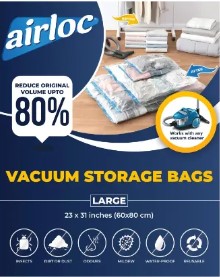 Airloc Compression Bags Vacuum Storage Bags Space saver Premium 80% More Storage Double Zip Seal and Triple Seal Turbo Valve for Max Space Saving