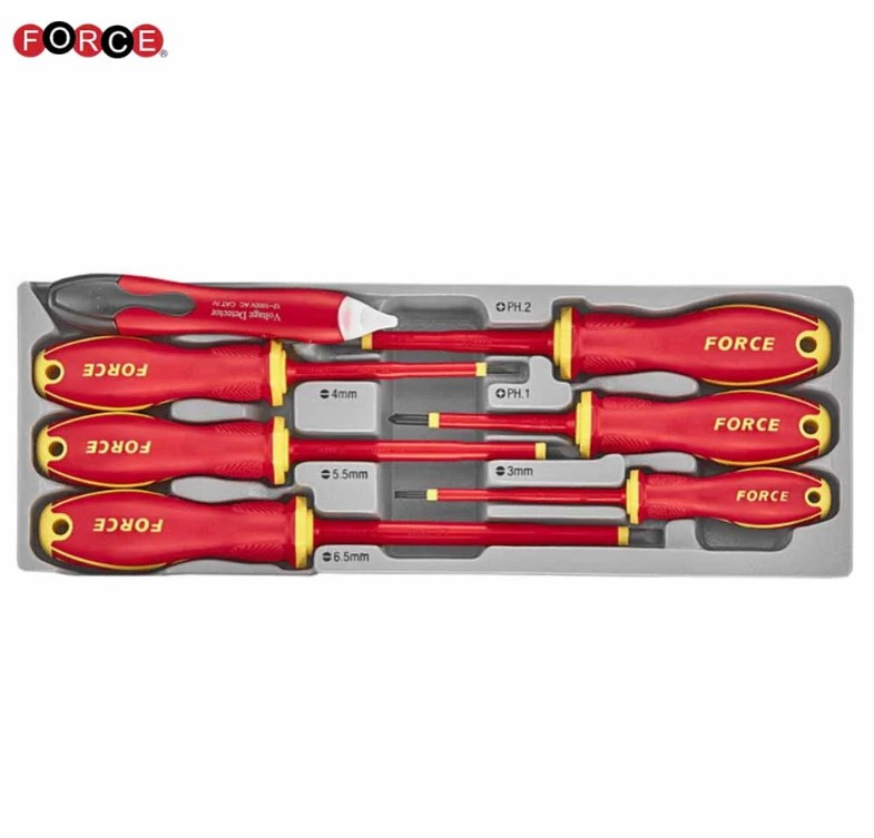 Force 7Pc Insulated Screwdriver Set with Tester – VDE 1000V