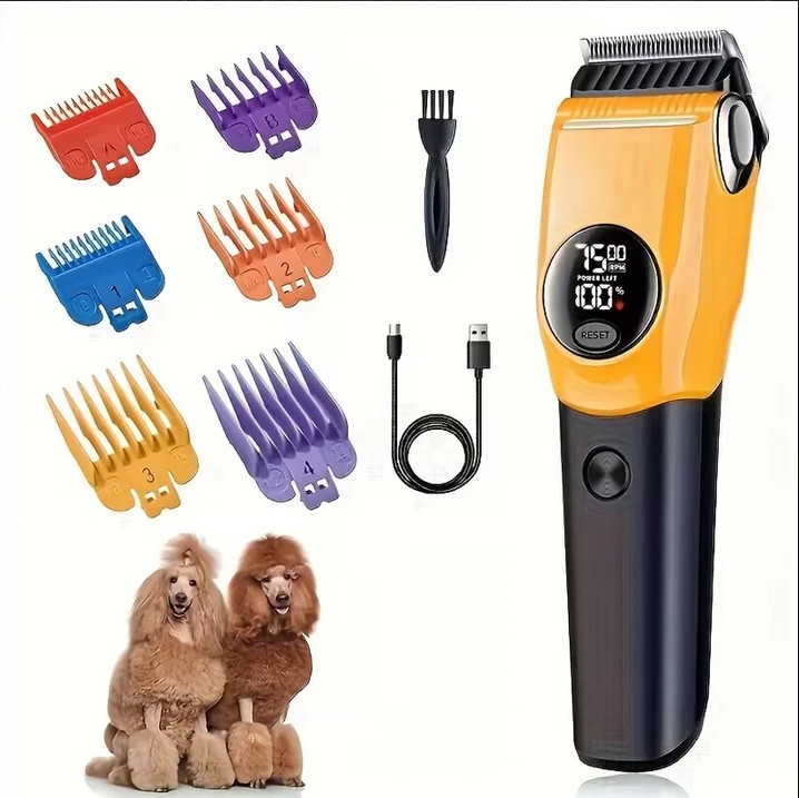 Professional Rechargeable Pet Hair Trimmer Kit for Dogs & Cats with LCD Display