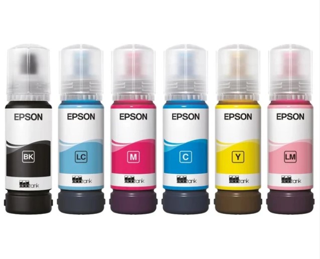 Epson 108 EcoTank Ink Series | 6-Color Dye Ink Bottles for High-Quality Photo Printing