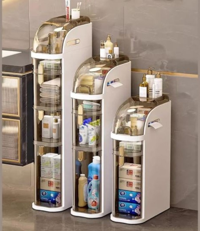 MultiTier Storage Tower, Plastic Bathroom Storage Cabinet with Drawers and Handle for Small Kitchen Laundry